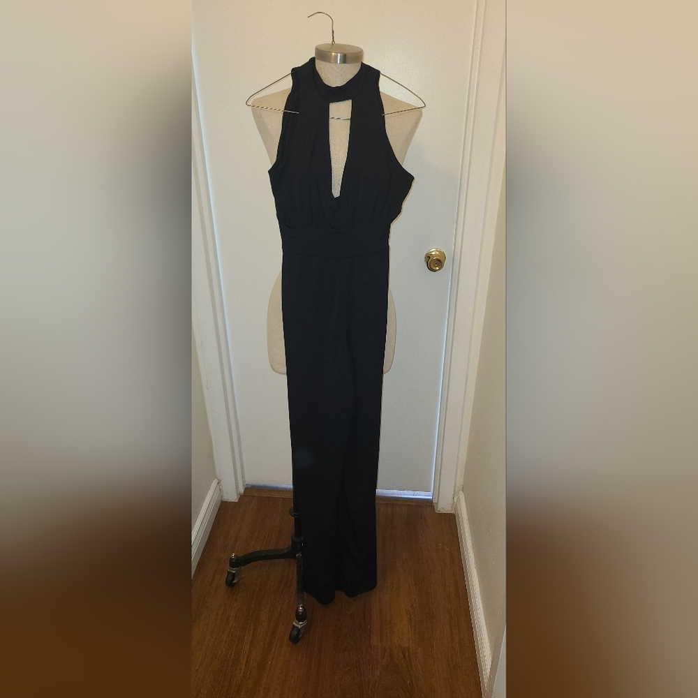 Almost Famous Black High Collar Jumpsuit